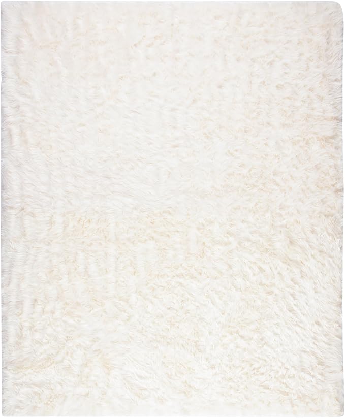 SAFAVIEH Faux Sheep Skin Collection 9' x 12' Ivory FSS235A Silken Glam 2.35-inch Thick Area Rug