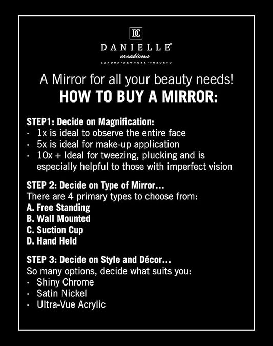 Danielle Creations Round Soft Touch Vanity Mirror, Black Matte, 1X/10X Magnifying Makeup Mirror, Tabletop & Desk Mirror for Bathroom, Bedroom, Portable Beauty Use