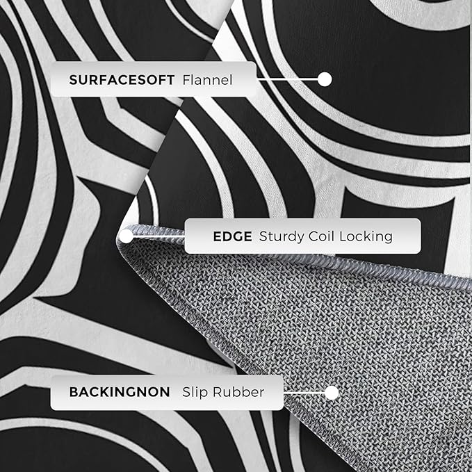 Black and White Geometric Rugs for Home Decor, 5x6 ft, Ring Circle Area Rugs for Living Room, Soft Non Slip Washable Modern Abstract Carpet Bedroom Decorations Dt-Ghf-31
