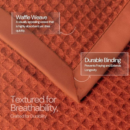 Salt Earth GOTS Certified 100% Organic Cotton Throw Blanket, 60"X80" Blankets & Throws for Bed, Throw Blanket for Couch,Modern & Cozy Blanket, All Season Waffle Blanket, Soft Blanket (Cinnamon Stick)