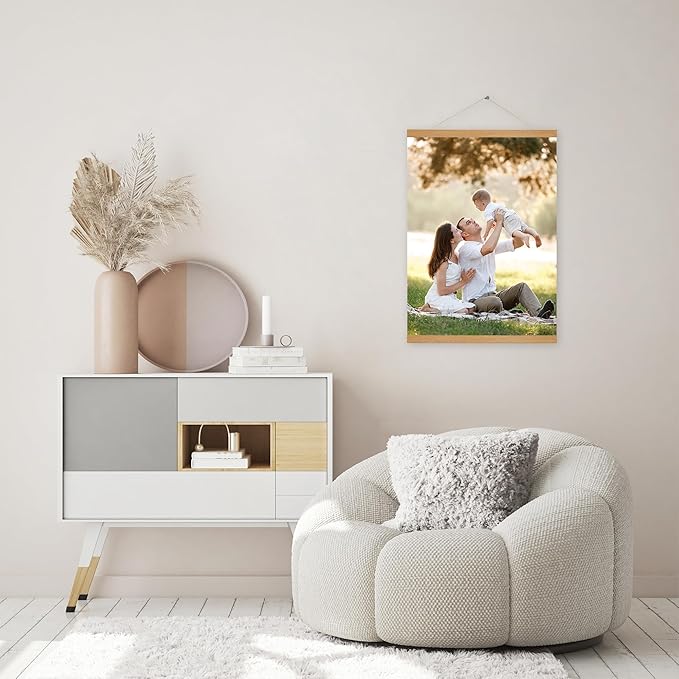 SZDHHH Custom Photo Prints with Magnetic Hanger Frame Canvas Poster Prints With Your Photos Personalized Hanging Poster Pictures Wall Art Decor Framed for Home Decor Gifts Keepsakes (16" Lx12 W)