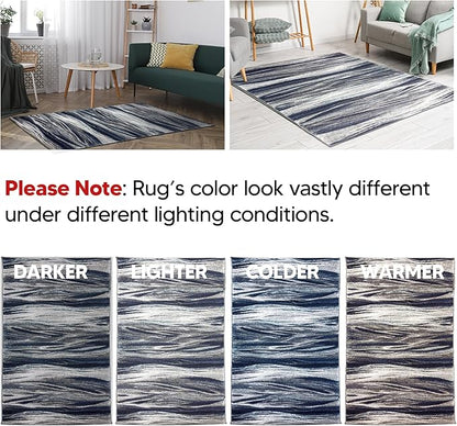 Keen Home Design Area Rugs - 5ft Round Non-Shedding, Abstract Rugs for Kitchen, Living Room, Bedroom, Dining Room, Entryway - Size: 5'3" Square, Multi