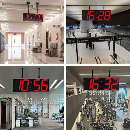 Digital Wall Clock with Double Sided Display, Large LED Clock with Timer,Alarm,Temperature and Date,Two Faced Hanging Digital Clock Large Display for Multiple Public Places(Red)