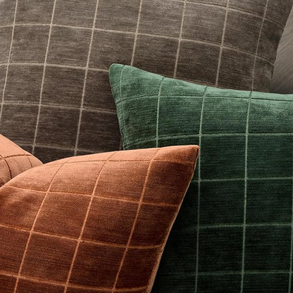 MIULEE Decorative Chenille Check Throw Pillow Covers Vintage Plaid Couch Pillows 20x20 Inch Set of 2 Neutral Boho Farmhouse Cushion Covers Modern Home Decor for Sofa Bed Living Room Burnt Orange