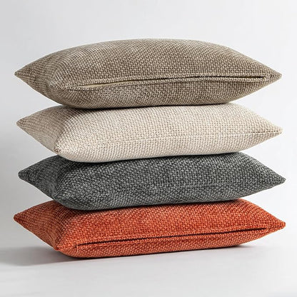 MIULEE Pack of 2 Fall Burnt Orange Decorative Pillow Covers 20x12 Inch Soft Chenille Couch Throw Pillows Farmhouse Cushion Covers for Home Decor Sofa Bedroom Living Room