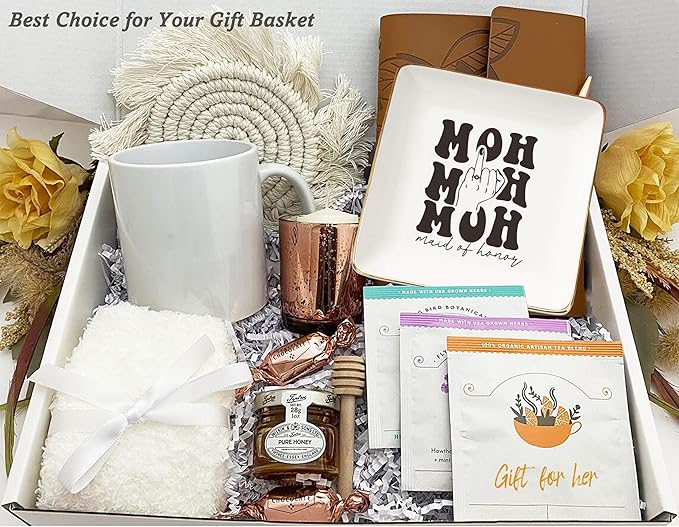 NZY Maid of Honor Proposal Gifts from Bride-Wedding Gifts for Bridesmaid-Bachelorette Party Present for Her Besties Friends Women-Jewelry Tray Trinket Holder Ring Dish-Will You Be My Maid of Honor