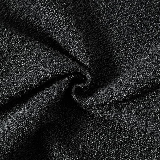 Boucle Decorative Throw Pillow Covers for Couch Set of 2, 22x22 inches, Black