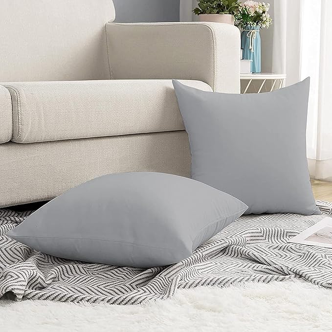 Upgrade Your Bedding Experience with The Made of 100% Cotton Euro Shams 2 Pack Cushion Cover 26"x 26"Size fits Decorative Cover. Envelope Closure Silver