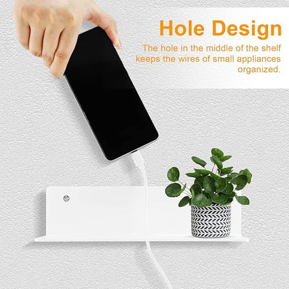 9 Inch Acrylic Floating Shelf No Drill Adhesive Wall Shelf Set of 4 for Funko Pop Storage, Floating Shelves Damage-Free Expand Wall Space for Living Room, Bathroom, Gaming Room, Office - White