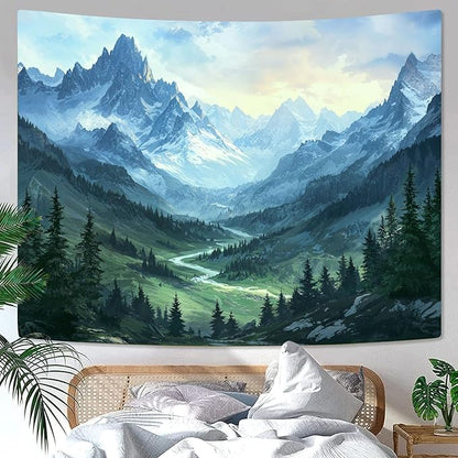 kampdream Landscape Tapestry, Scenery Art Wall Tapestries, Nature Wall Decor for Bedroom Living Room Backdrop Fantasy Mountain 44×60 inches