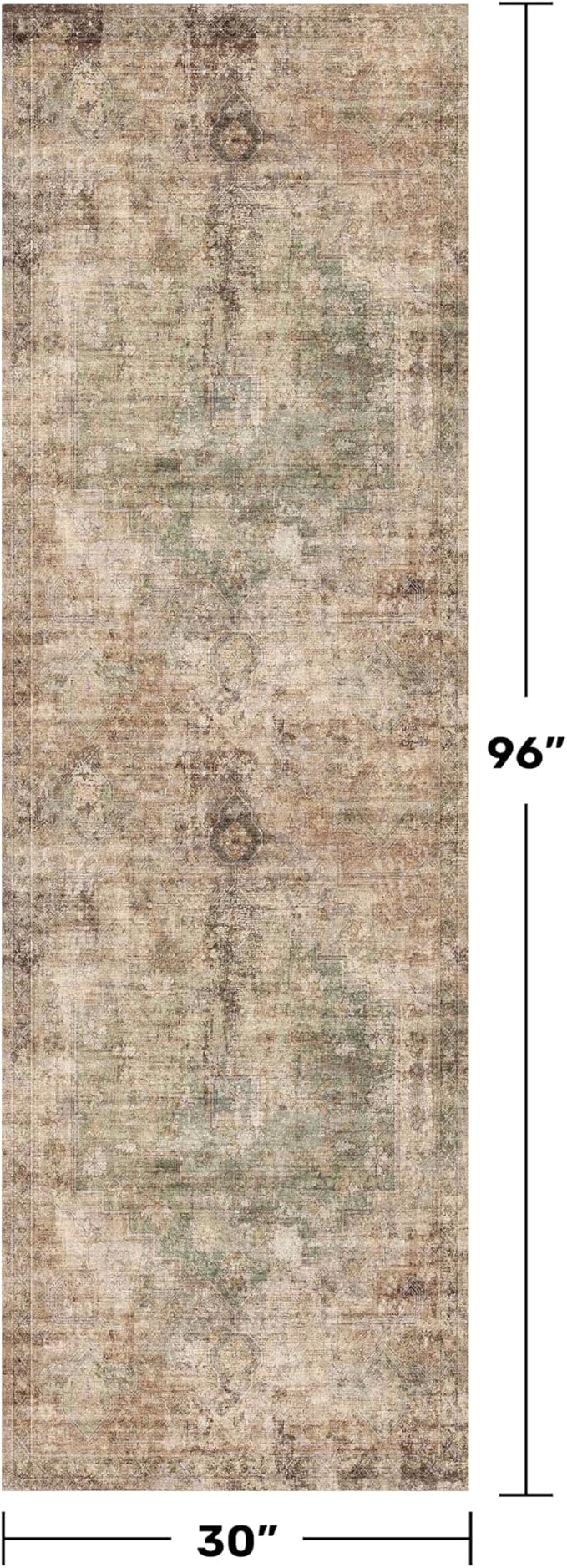 Vintage 2'6"x8' Wide Non Slip Runner Rugs for Hallway, Stain Resistant Washable Farmhouse Kitchen Rugs with Rubber Backing, Indoor Floor Mats for Entryway, Neutral Dark Medallion Abstract Décor