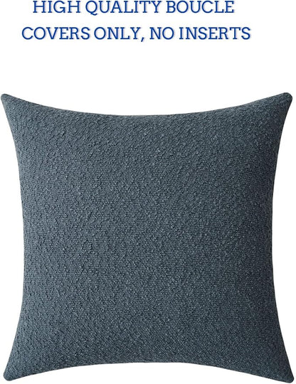 Jeneoo Grey Blue Decorative Square Thick Accent Throw Pillow Covers Fine Textured Boucle Couch Cushion Case for Sofa Decor, Set of 1, 24 x 24 Inch