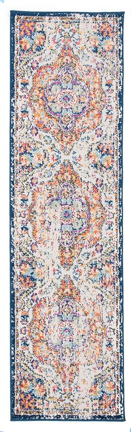 Rugshop Vintage Distressed Bohemian Area Rug for Living Room,Bedroom,Hallway Kitchen Entryway – Vibrant Multi-Color Tribal Design, 2'7" x 10'
