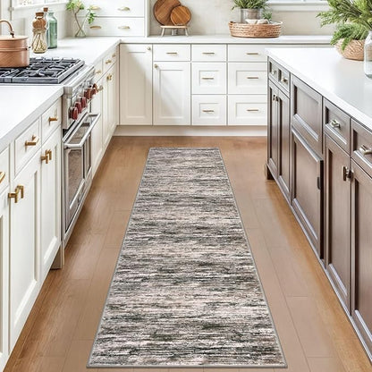 2x7 Modern Abstract Runner Rug for Hallways, Brown Green Black White Super Soft Hallway Decor Kitchen Rugs with Non-Slip, Non-Shedding Washable Rug for Hallways Entryway Bedroom Indoor