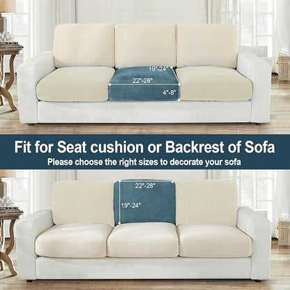 NAISI Couch Cushion Covers 1 Piece Velvet Stretch Sofa Seat Covers or Backrest Covers Soft Individual Couch Covers for Sectional Sofa(1 PC for Seat Cushion or Backrest,Teal)