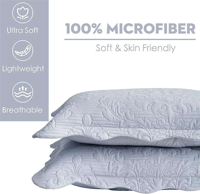 CHIXIN Microfiber King Pillow Shams Set of 2 - Decorative Pillow Covers - Dark Grey - Size (20" x 36")