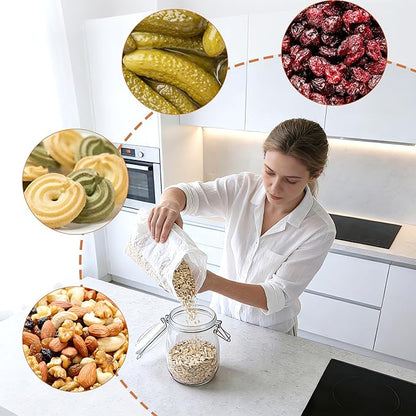 Airtight Glass Jar With Lids 32 OZ Wide Mouth Clear Storage Canisters 2 Pack Leakproof Food Storage Containers Glass Sealed Food Storage Jars With Metal Safety Buckle For Kitchen Pantry Organization
