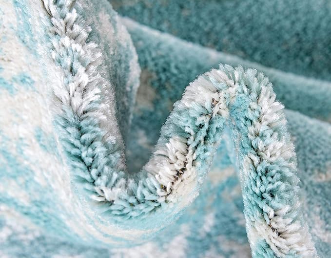 Rugs.com Arlington Collection Rug – 4' x 6' Aqua Medium-Pile Rug Perfect for Living Rooms, Large Dining Rooms, Open Floorplans