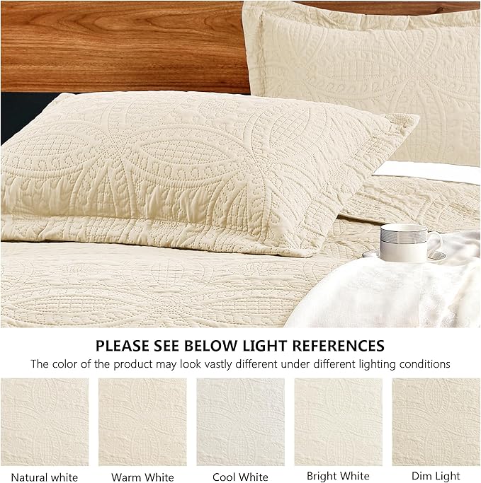 Love's cabin Twin Quilt Bedding Set Beige Bedspreads - Soft Bed Summer Lightweight Bedspread Comforter - Coin Pattern Bedding Coverlet for All Season - 2 Pieces (1 Quilt, 1 Pillow Sham)