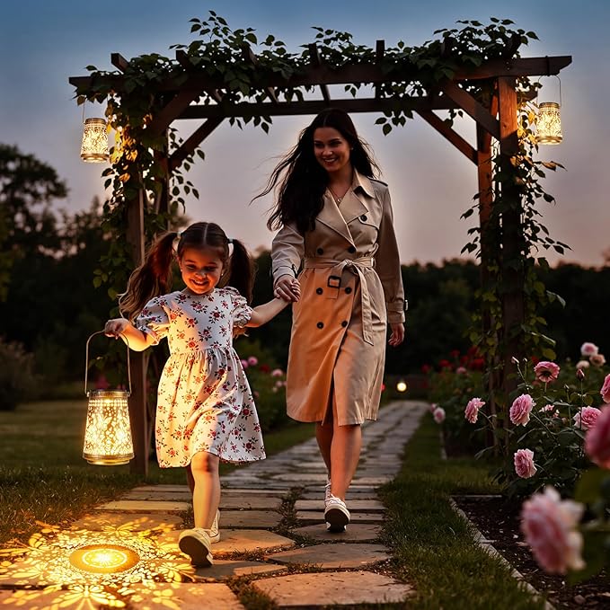 4 Pack Solar Lanterns Outdoor Waterproof Birthday Gifts for Women Mom Grandma, Hollowed-Out Metal Butterfly Hanging Solar Lantern Lights Outdoor Decor, 2 Modes Lights Decor for Yard, Patio