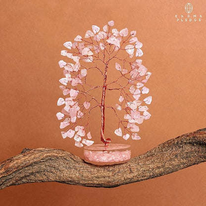 Crystal Tree for Home and Office Decor, Rose Quartz Chakra Healing Stones Handmade Feng Shui Tree of Life for Positive Energy, Money, Good Luck, Christmas Decor, Birthday Gifts for Women, Mom