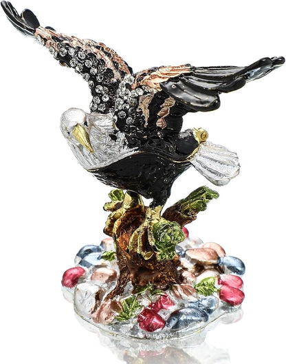 YU FENG 3.9inch Eagle Trinket Box Small Hinged Trinket Boxes Animal Enamel Jewelry Trinket Box Eagle Figurine Ring Box for Daughter Girl Women Christmas Gift