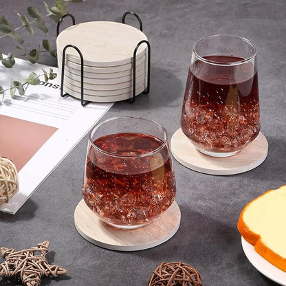 9 Pieces Ceramic Coasters for Coffee Table Absorbent, Billbotk Drink Coasters with Holder, Marble Style Coasters for Wooden Table, Home Decor, Suitable for Kinds of Cups, 4 Inches