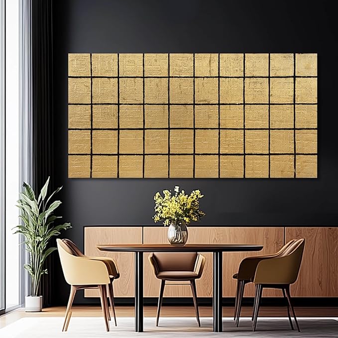 YJYart Geometric Wall Art Black and Gold Wall Decor Contemporary Pictures 24"x48" Wall Canvas Decor for Bedroom Office Decorations