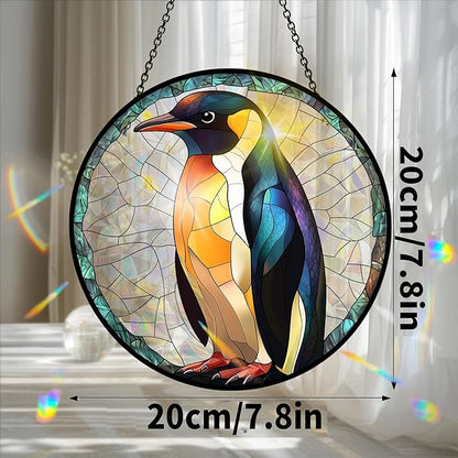 Bimkole Penguin Sun Catchers Indoor Window - Animals Acrylic Suncatcher Hanging Decoration for Living Room Bedroom Summer Home Balcony Outdoor Garden Ornaments Decoration 7.8x7.8 Inch