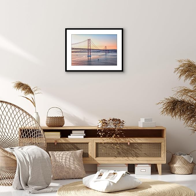 Americanflat 17x23 Picture Frame with Polished Plexiglass - Use as 13x19 Frame with Mat or Display 17x23 Photo Without Mat - Streamline Collection - Thin Border Picture Frames for Wall - Black