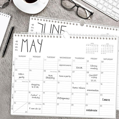 GuassLee 2025 Wall Calendar - 12 Monthly Calendar from September 2025 to August 2026, 14" x 11" 2025-2026 Hanging Calendar with Spiral Binding Week Numbers for School Home Office Planning & Organizing