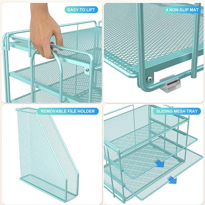 gianotter 4-Tier Paper Organizer With Magazine Holder, Desk Organizers and Accessories, Blue Desk Accessories, File Organizer for Office Supplies Storag(Blue)