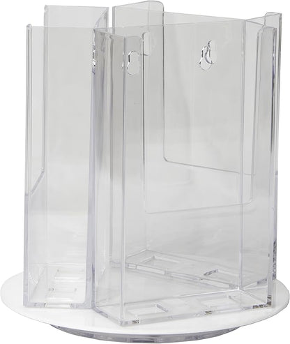 Clear-Ad - RLT-49 - 3 Acrylic Rotating Trifold Brochure Holders for 4" Literature Display - Pamphlet Holder and Magazine Organizer