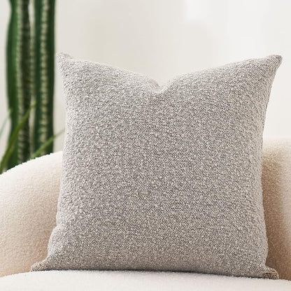 DOMVITUS Boucle Pillow Covers 20x20 Luxury Throw Pillow Covers Decorative Pillows for Bed Sofa Pillows for Living Room Accent Couch Pillows Soft Cushion Case, 1PC, Sand Grey