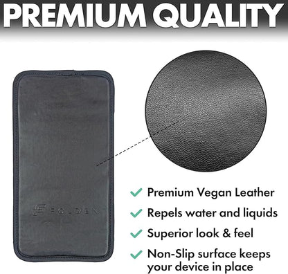 Folden Airplane Phone Holder, Flexible Cell Phone Holder, Folding Cellphone Stand for Desk, Bed, Office, Treadmill - Airplane Gadgets for Long Travel Accessories - Plane Essentials (Vegan Leather)