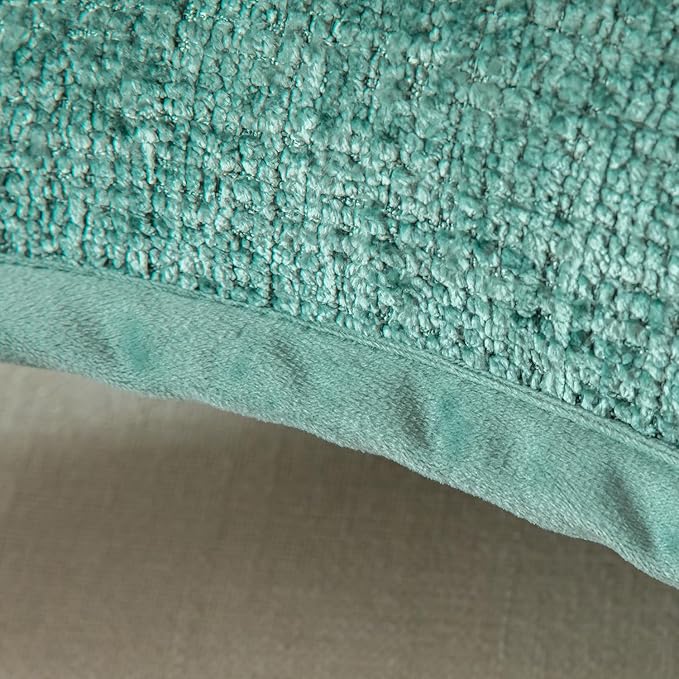 Yaertun Pack of 2 Chenille Textured Decorative Throw Pillow Covers Accent Solid Cushion Cover Soft Cozy Pillow Case with Velvet Back for Couch Sofa Bed Living Room 16x24 Inch Teal