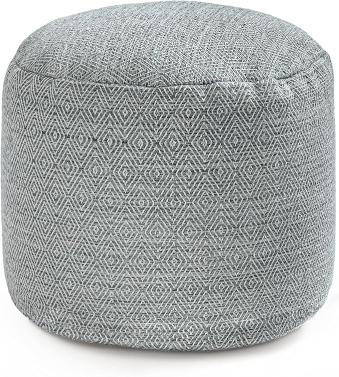 Anji Mountain 100% Handmade & Handcrafted Comfortable Home Décor Pouf Ottoman Footrest for Living Room, Bedroom, Nursery, Kidsroom, Patio Furniture - (22" x 22" x 17" - Gray Maze)