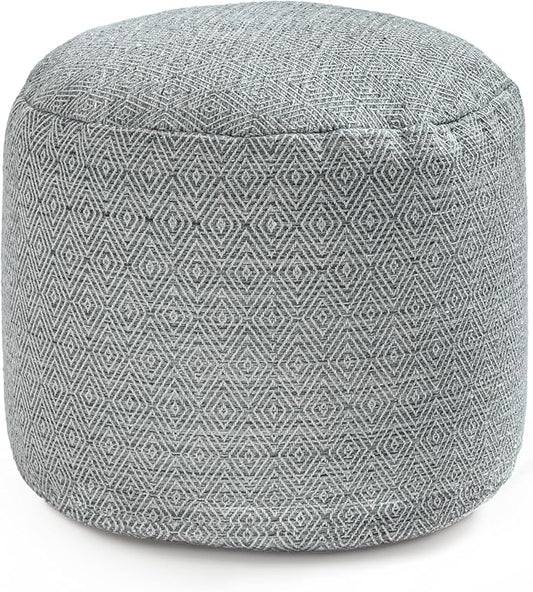 Anji Mountain 100% Handmade & Handcrafted Comfortable Home Décor Pouf Ottoman Footrest for Living Room, Bedroom, Nursery, Kidsroom, Patio Furniture - (22" x 22" x 17" - Gray Maze)