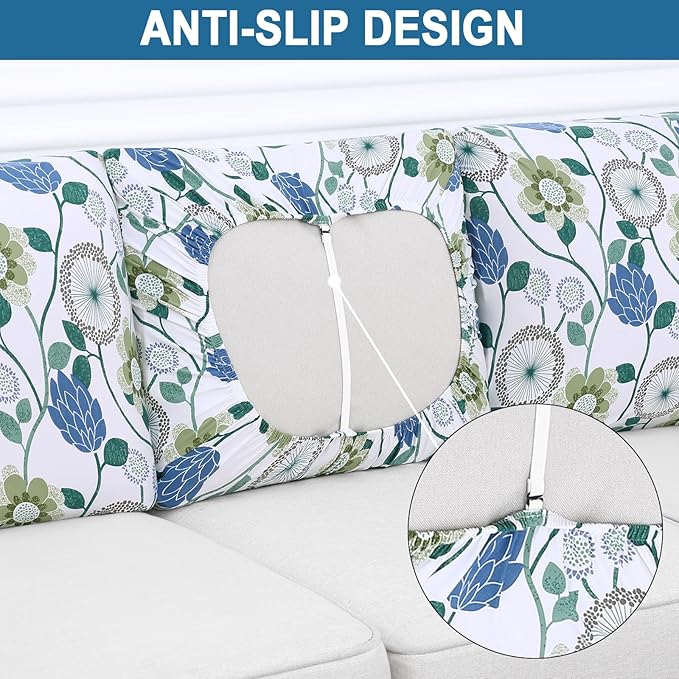 Smiry Printed Couch Cushion Covers, Stretch Soft Couch Covers for Sofa, Washable Non-Slip Sofa Slipcover Furniture Protector for Indoor and Outdoor (Backrest M, Light Green)