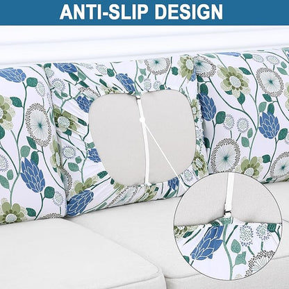 Smiry Printed Couch Cushion Covers, Stretch Soft Couch Covers for Sofa, Washable Non-Slip Sofa Slipcover Furniture Protector for Indoor and Outdoor (Backrest M, Light Green)
