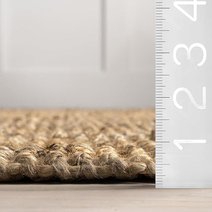 Nuloom Daniela Natural, 8' Square, Handmade, Jute, Tassel, Soft and Textured, High Traffic, Stain Resistant, Easy Clean, Durable Area Rug for Bedroom, Living Room, Dining Space, Foyer, Entryway