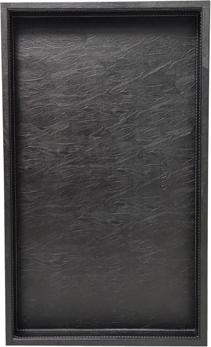 25 * 15 inches High-End Light Luxury Leather Rectangle Oversized Service Tray for Ottoman Tray, Coffee, Food, Family Dinner, Picnic, Party Essentials (Black, 25 * 15 inch)