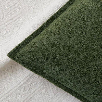 Kevin Textile 16x24 Inch Lumbar Pillow Cover 1 Pack Soft Boucle Textured Decorative Waterproof Rectangle Cushion Elegant Accent Pillow for Couch Sofa Chair Bed Home Decor Indoor Outdoor Moss Green