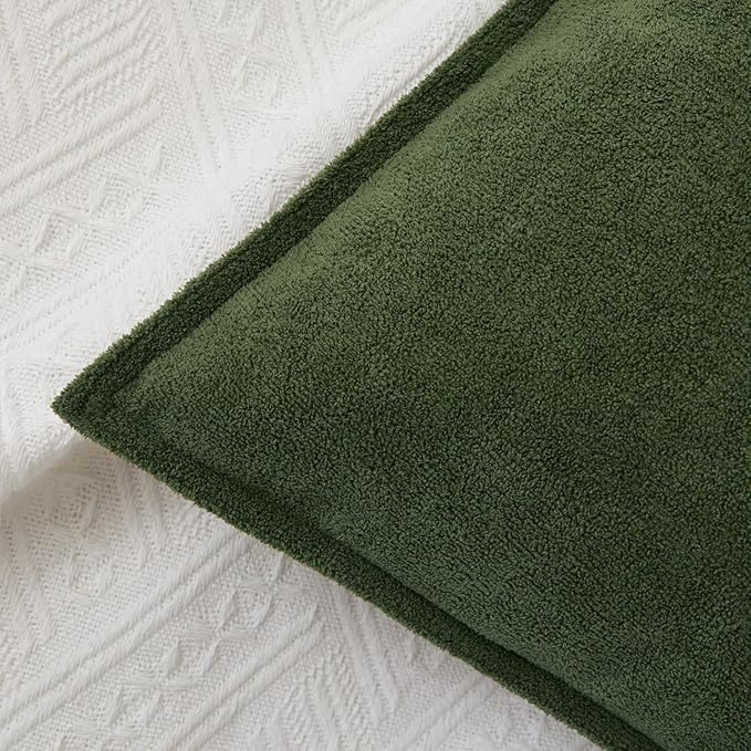 Kevin Textile 14x22 Inch Lumbar Pillow Cover 1 Pack Soft Boucle Textured Decorative Waterproof Rectangle Cushion Elegant Accent Pillow for Couch Sofa Chair Bed Home Decor Indoor Outdoor Moss Green