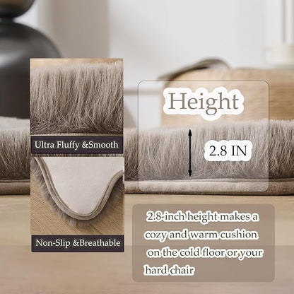1700GSM Fuzzy Faux Sheepskin Fur Area Rug,Extra Soft Faux Fur Mat,Fluffy Shaggy Fur Rug for Bedroom Living Bedside Rug Room Decor-Taupe, 4 x 6 ft