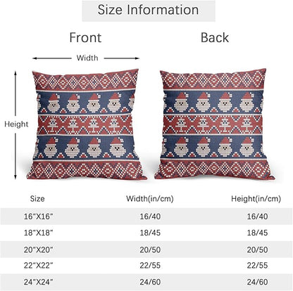 Dark Blue Red Christmas Pillow Covers 20x20 Set of 2 Xmas Santa Tree Pattern Rustic Decorative Outdoor Farmhouse Pillowcases Decorations Winter Holiday Throw Cushion Cover Decor for Couch Sofa Bed