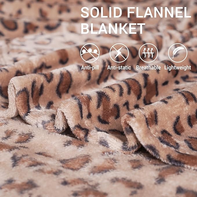 Viviland Fleece Blanket King Size Cheetah Print - 280GSM Lightweight Soft Fuzzy Cozy Plush King Blanket for Bed, 90x108 inches