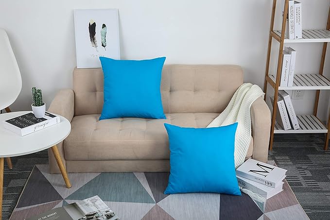 TangDepot Handmade Decorative Solid 100% Cotton Canvas Throw Pillow Covers/Pillow Shams, (28" x28" , Pacific Blue, 1 Count (Pack of 1))