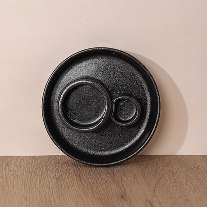 Ceramic Palo Santo and Sage Holder, Incense Holder for Palo Santo Sticks, Sage Burner Dish Stand with Ash Catcher, Modern Minimalist (Black)