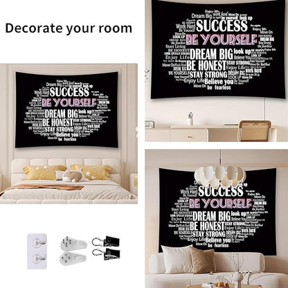 Boqin Quote Tapestry- Be Yourself Tapestries, Inspirational Wall Art, Inspirational Classroom Quotations Wall Hanging Positive Saying for Living Room, Bedroom Decoration, Outdoor - 50 x60 Inches